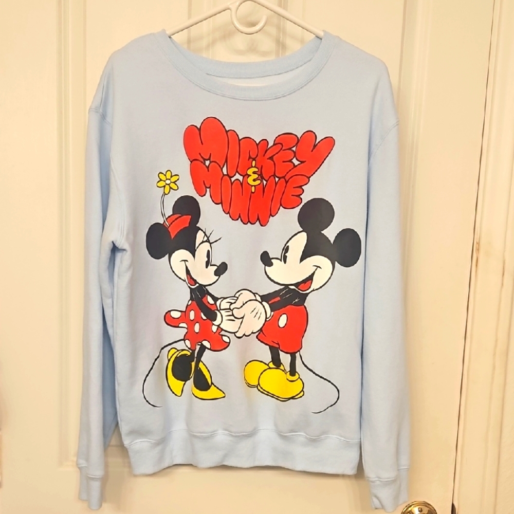 Disney Mickey & Minnie Light Blue Sweatshirt. Med. NWOT